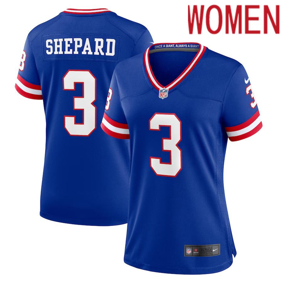 Women New York Giants 3 Sterling Shepard Nike Royal Classic Player Game NFL Jersey